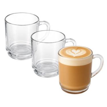 Imagem de Jogo 3 Caneca de Vidro Cappuccino Café Chá Bebidas Quentes New Coffe E