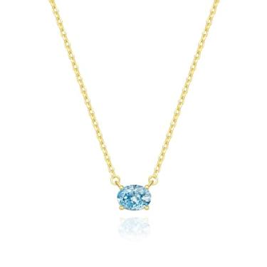 Imagem de MYJEWR Colar feminino com pingente de zircônia cúbica banhada a ouro 14K S925 - presentes para mãe, joias de ouro e presentes de aniversário para ela, one size, Metal, Zircônia cúbica