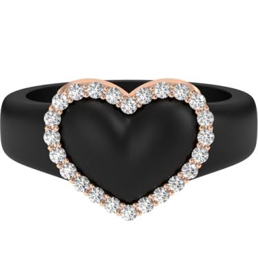 Imagem de Rinfit Aliança de casamento feminina de silicone com pedras - Anel de coração com zircônia cúbica - Design pendente de patente, Size 6, Silicone, Zircônia cúbica