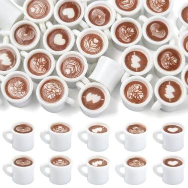Imagem de Ornazy 50 peças, 5 estilos, mini canecas de café de resina, ornamentos de imitação de caneca de chá, acessórios para decoração de mesa de mesa