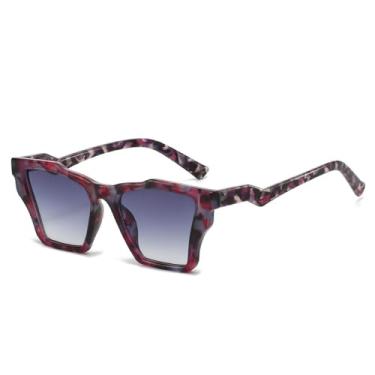 Imagem de Óculos de Sol UV400 - Estampa de Leopardo em Cores Vibrantes com Lentes Degradê para Homens e Mulheres, Ideais para Esportes ao Ar Livre, Corrida e Ciclismo, nas Cores Roxo e Cinza.