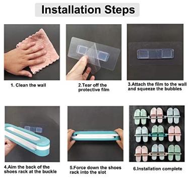 Imagem de 3 em 1 Prateleira Plegável para Chinelos e Sapatos Sem Precisar Furar Econômica Espaço Montada na Parede Suporte com Slot Banheiro Chuveiro Organizado