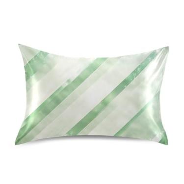 Imagem de Wassud Fronha de cetim com textura verde claro para cabelo e pele fronhas de seda lisa tamanho padrão capas de travesseiro respiráveis com fecho de envelope