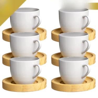 Imagem de Xicara De Café Com Pires Kit De Xicaras Chá Porcelana Amarela 170ml(Branco)