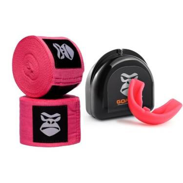 Imagem de Faixa de Mão para Boxe Gorilla – Bandagem Elástica com Atadura + Protetor Bucal para Lutas – Protetor de Dentes – Cor Rosa