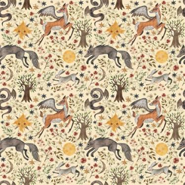 Imagem de VEELIKE Papel de parede extravagante de animais de conto de fadas descasque e cole papel de parede vintage floresta para berçário quarto de crianças banheiro 48 cm x 890 cm papel de parede caprichoso