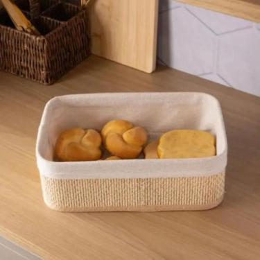 Imagem de Cj 3 cestas retangulares com forro em tecido cozy bambu - Lyor