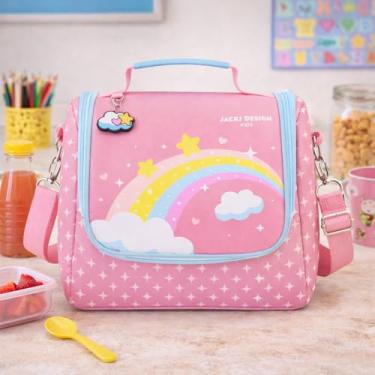 Imagem de Bolsa Térmica Infantil Lancheira Para Escolar Brincadeira Piquinique Volta as Aulas e Conserva Alimentos Primum (Rosa Arco-iris)