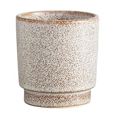 Imagem de 47th & Main Vaso de cerâmica branco esmaltado, médio, salpicado