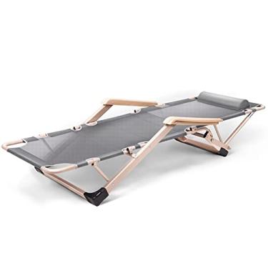 Imagem de ONDHGFBGB Cadeira reclinável dobrável ajustável para pátio, espreguiçadeira, encosto ajustável ao ar livre, com travesseiro para piscina, praia, moldura de aço e malha respirável