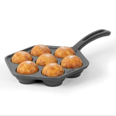 Imagem de Commercial Chef Panela dinamarquesa de ferro fundido Aebleskiver, panelas de ferro fundido pré-temperado para panquecas, faz 7 bolas de panqueca