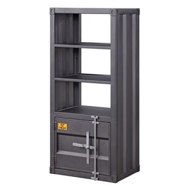 Imagem de pcagfaajmh Moderna Mesa de Cabeceira Cabeceira Armário Cais Lateral Espelho Computador Mesa e Cabana para Quarto, Sala de Estar e Banheiro (Cômoda Gunmetal) (Gunmetal Lado Esquerdo)