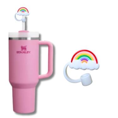 Imagem de Tampa para Canudo Tampa Protetora de Silicone para Canudo Copo Stanley 10mm Higiene Praticidade para Seu Copo e Garrafa (Arco-Íris)