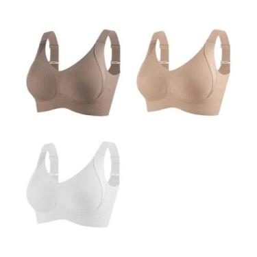 Imagem de Sutiãs Sem Fio Push up Para Mulheres 3PCS Confortáveis E Ajustáveis Pa