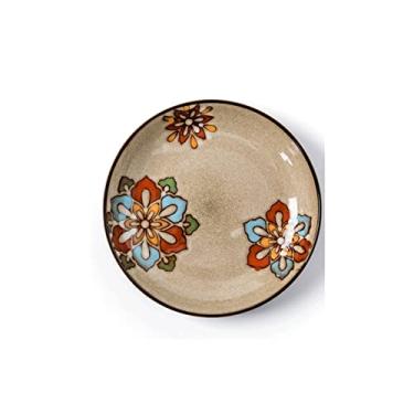 Imagem de CFGH6FDF Prato de jantar chinês redondo de cerâmica prato de jantar criativo bife ocidental, pode ser colocado no prato lateral de micro-ondas/máquina de lavar louça/geladeira (A)