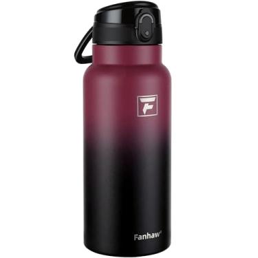 Imagem de Fanhaw Garrafa de água de aço inoxidável isolada de 947 ml com tampa – boca larga, à prova de vazamento, livre de BPA – ideal para crianças, adultos, esportes, academia e uso ao ar livre (vermelho