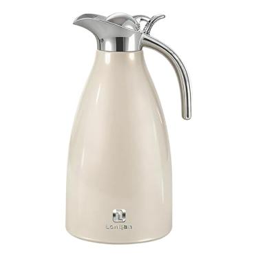 Imagem de Garrafa Térmica 2l Aço Inoxidável 304 Mantém Quente E Frio Café Chás Portátil Grande Capacidade Multifuncional Com Capacidade De Para Casa (Bege)