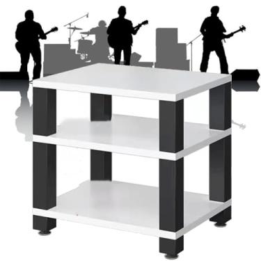 Imagem de Rack HiFi 2 3 4 níveis de armazenamento de mídia suporte toca-discos com absorção de choque, equipamento AV suporte móvel de mídia aberta (preto, 60 x 48 x 10 cm)