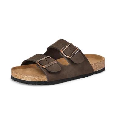 Imagem de mysoft sandália feminina com glitter e fivela dupla, sandália com parte inferior de cortiça ajustável para pés sem cadarço, Bege, 5-5.5