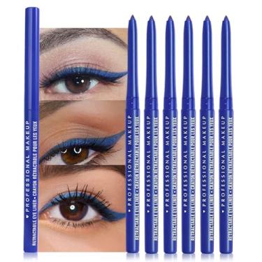 Imagem de Sombra cremosa retrátil para maquiagem dos olhos, lápis mecânicos ultra pigmentados, fórmula de acabamento acetinado fosco à prova de manchas, durável, vegano e livre de crueldade (6 peças