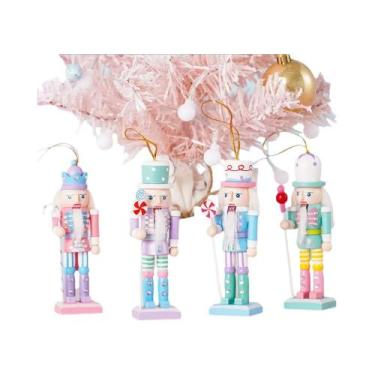 Imagem de Boneco Quebra-Nozes Macaron De 12CM, Decoração Para Árvore De Natal, P