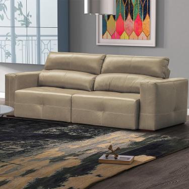 Imagem de Sofá Decorativo Monica 3 Lugares Sala de estar 252cm Reclinável e Retrátil Couro Avelã G40 - Gran Belo