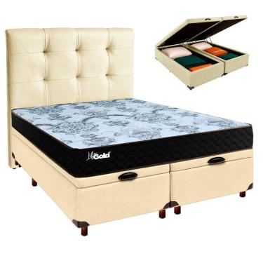 Imagem de Cama + Bau Blindado E Colchão Molas Ensacadas Casal - Life Gold Paropas + Cabeceira