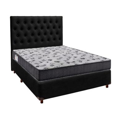 Imagem de Conjunto Cama Box Preto Casal + Colchão D33 Iso100 Ortobom + Cabeceira