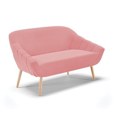 Imagem de Namoradeira 02 Lugares Suede Pés Palito Natural Cor Rose