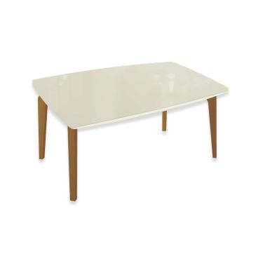 Imagem de Mesa p/ Cozinha Mira Madeira Maciça c/ Tampo Madeirado c/ Vidro 170x90cm Carvalho/Off W...