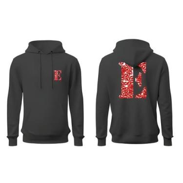 Imagem de Moletom Unissex Canguru Com Capuz Letra Namorados Casal Blusa De Frio 