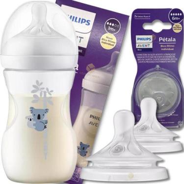 Imagem de Kit Mamadeira Decorada Philips Avent Pétala 260Ml Bico Nº3 Fluxo Médio