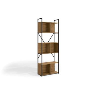 Imagem de Estante Para Sala Industrial Alta Li014 C/ 6 Nichos Freijo/preto - Kappesberg