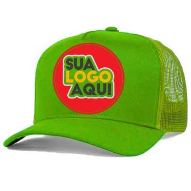Imagem de Kit 4 Bonés Personalizados DTF Trucker Redinha Tela Aba Curva Cor:Verd