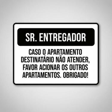 Imagem de Placa Acm Entregador Apartamento Atender 18X23 - Sinalizo