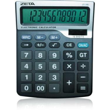 Imagem de Calculadora de Mesa 12 Dig. Zeta Visor Grande Preta - PROCALC