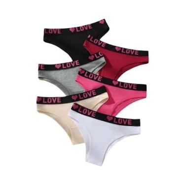 Imagem de Calcinhas Femininas De Algodão Preto, 6 Peças, Sexy, Elásticas, Respir