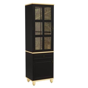 Imagem de Cristaleira Retrô 2 Portas 1 Gaveta Preto/Marfim