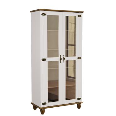 Imagem de Cristaleira Retrô 2 Portas Off White/Nogueira