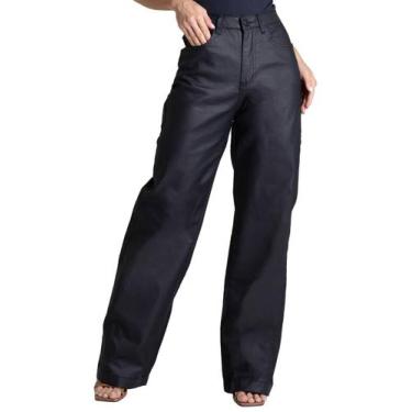 Imagem de Calça Resinada Sawary Wide Leg -282589 - Pretobrbr 44, Preto, 44