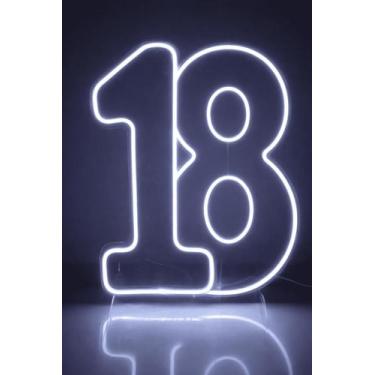 Imagem de Números 18 Led Neon Branco Quente ou Frio Festa 50x25cm - - Comercial 