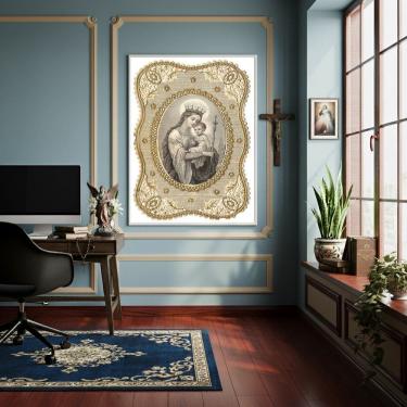 Imagem de Quadro Estampa da Virgem Maria e o Menino Jesus - 70x50cm