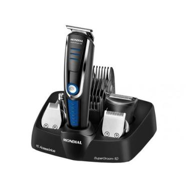 Imagem de Aparador de Pelos Super Groom 10 Mondial Preto e Azul BG-03, Bivolt