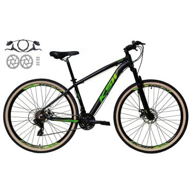 Imagem de  Bicicleta Aro 29 Ksw Xlt 24v Freios a Disco Hidráulicos Garfo Suspensão Pneu com Faixa Bege - Preto\Verde