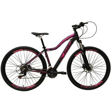 Imagem de Bicicleta Feminina Aro 29 Ksw Mwza 27v Freio Hidráulico K7 Garfo com Trava - Preot/Rosa