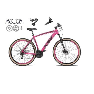Imagem de  Bicicleta aro 29 Ksw Xlt 24v Câmbios Shimano Freios Hidráulicos Garfo com Suspensão Pneu Faixa Bege -  Rosa