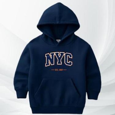 Imagem de Blusa Moletom Infantil NYC New York City Moleton Com Capuz Flanelado Confortável College Inverno-Unissex