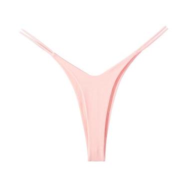 Imagem de Tanga Sexy Feminina De Algodão Em Cor Sólida Para Academia E Esportes,