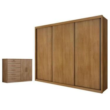 Imagem de Guarda Roupa Casal Palazzo e Cômoda Seul Cumaru 23 - Novo Horizonte