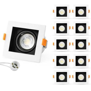 Imagem de 10 Spot Recuado Embutir Luminária + Lâmpadas Led Mr16 Dicroica Gu10 Qu